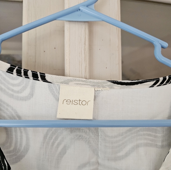 Reistor x Madewell Deep V-neck Gathered Dress in Black Stripes - Picture 10 of 12